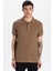 Erkek Slim Fit Dar Kesim %100 Pamuk Kahverengi Polo Yaka Tişört 1