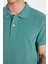 Erkek Slim Fit Dar Kesim %100 Pamuk Yeşil Polo Yaka Tişört 4