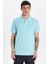Erkek Slim Fit Dar Kesim %100 Pamuk Mavi Polo Yaka Tişört 1