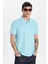 Erkek Slim Fit Dar Kesim %100 Pamuk Mavi Polo Yaka Tişört 2