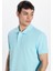 Erkek Slim Fit Dar Kesim %100 Pamuk Mavi Polo Yaka Tişört 3
