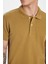 Erkek Slim Fit Dar Kesim %100 Pamuk Vizon Polo Yaka Tişört 4