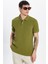 Erkek Slim Fit Dar Kesim %100 Pamuk Haki Polo Yaka Tişört 3