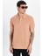 Erkek Slim Fit Dar Kesim %100 Pamuk Somon Polo Yaka Tişört 3