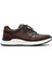 Erkek Kahverengi Kroko Desenli Bağcıklı Deri Sneaker 25SFD692318 1