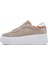 Kadın Bej Bağcıklı Kalın Tabanlı Süet Deri Sneaker 25SFD371510 2
