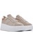 Kadın Bej Bağcıklı Kalın Tabanlı Süet Deri Sneaker 25SFD371510 3