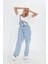 Mavi Ayarlanabilir Askılı Cepli Oversize Kesim Denim Salopet 3