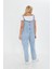 Mavi Ayarlanabilir Askılı Cepli Oversize Kesim Denim Salopet 9
