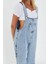 Mavi Ayarlanabilir Askılı Cepli Oversize Kesim Denim Salopet 10