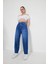 Mavi Bol Kesim Yüksek Bel Balloon Fit Baggy Jean Kot Salaş Kadın Pantolon 4