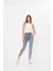 Gri Açık Kot Iki Renkli Yüksek Bel Mom Jeans 2