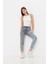 Gri Açık Kot Iki Renkli Yüksek Bel Mom Jeans 4