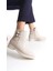 Alçak Taban Yandan Lastik ve Fermuarlı Çift Toka Detaylı Kadın Bot Bootie 1