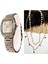 Kare Kadran Çelik Kadın Kol Saati Çelik Kolye Hediye Set 2