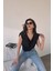 Kadın Siyah Degaje Yaka Vatkalı Yumuşak Dokulu Yazlık Crop Bluz 1
