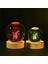 Kristal Cam Kar Küresi 3D Renk Değiştiren Rgb'li Doğal Ahşap Standlı USB Kablolu LED Işıklı Lamba Seti Konsept Dekoratif Hediyelik Eşya Top Dekor Özel Premium Seri 1
