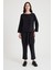 Keten Günlük Rahat Beli Kemerli Kadın Ikili Takım Alt Üst LN01SIYAHI1 6