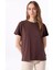 Bisiklet Yaka Düz Kahve Kadın T-Shirt J5SL-TST7186 1