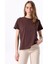 Bisiklet Yaka Düz Kahve Kadın T-Shirt J5SL-TST7186 3