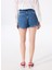 Normal Bel Basic Indigo Kadın Denim Şort F5SL-SHT0335 5