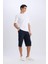 Slim Fit Dar Kesim Kargo Cepli Basic Düz Kapri Şort T4693AZ25SM 4