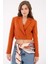 Kiremit Kruvaze Crop Blazer Ceket 1