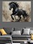 Siyah At Koşuyor Dekoratif Tablo 3