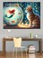 Balık Akvaryumu Deniz Kızı ve Kedi Dekoratif Tablo 4
