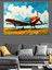Bulutlar Üstünde Kırmızı Uçak Dekoratif Tablo 4