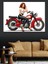Retro Motosikletli Kadın Dekoratif Tablo 1