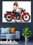 Retro Motosikletli Kadın Dekoratif Tablo 2