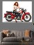 Retro Motosikletli Kadın Dekoratif Tablo 3