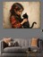 Kedi Seven Kız Dekoratif Tablo 4