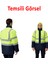 Cepli Reflektif Xl Beden Fosforlu Fermuarlı Kaban Kapüşonlu Parka Sarı Lacivert Kaban İşçi Parkası 3