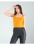 Turuncu Kare Yaka Kalın Askı Triko Crop Bluz 3