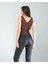 Acı Kahve Merdiven Yaka Kalın Askı Crop Bluz 5