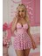 Romantik Pembe Kalp Desenli Pinterest Gecelik ve Tanga 3
