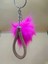 Camel Taşlı Tilki Tüyü Fuşya Angel Anahtarlık 1