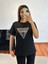 Marka Muadil Üçgen Taş Baskı T-Shirt Siyah 3