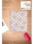 Pembe- Beyaz Kareli Papatya Desenli Mouse Pad, Bilek Destekli Konforlu Mousepad, Laptop Aksesuarı 1
