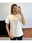 Marka Muadil Üçgen Taş Baskı T-Shirt Beyaz 1