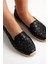 Green Mod 923 Kadın Hasırlı Nakışlı Espadril Babet Siyah 1