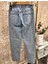 Yırtmaç Detaylı Likralı Kadın Denim Pantolon - Mavi 5