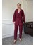 Bağlamalı Keten Takım- Bordo 1