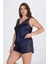 Arias Closet Büyük Beden Lacivert Şort Takımı OZN-22659 2
