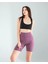 Lila Fitilli Push Up Toparlayıcı Biker Spor Tayt 1