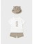 Yazlık Erkek Bebek Şapkalı 2'li Takım - Ekru 2