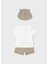 Yazlık Erkek Bebek Şapkalı 2'li Takım - Ekru 3