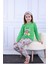 Kapip Yeşil Mantar Baskılı Uzun Kollu Kız Çocuk Pijama Takımı 11-15 Yaş 8027-Y 1
